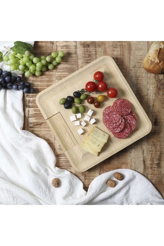 Ensemble apéritif en bambou et acier inoxydable - 4 pièces