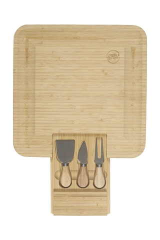 Ensemble apéritif en bambou et acier inoxydable - 4 pièces