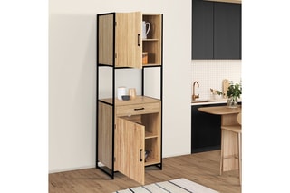 Vaisselier industriel 2 portes Memphis - Imitation bois et noir