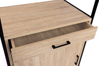 Vaisselier industriel 2 portes Memphis - Imitation bois et noir