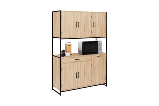 Vaisselier industriel 6 portes Memphis - Imitation bois et noir