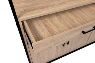 Vaisselier industriel 6 portes Memphis - Imitation bois et noir