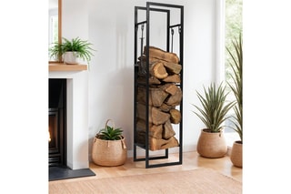 Range-bûches vertical et ses accessoires - Noir