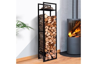 Range bûches avec étagères - 170 cm