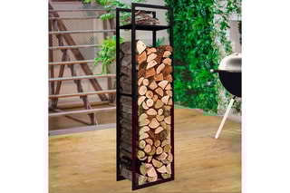 Range bûches avec étagères - 170 cm