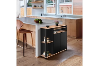 Desserte de cuisine - Noir et imitation bois