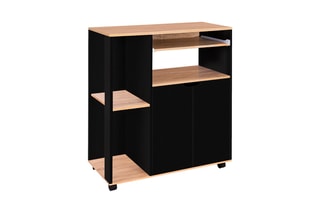 Desserte de cuisine - Noir et imitation bois