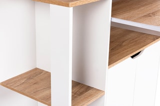 Desserte de cuisine sur roulettes - Blanc et imitation bois