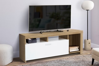 Meuble TV Maryse -  Blanc et naturel