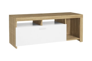 Meuble TV Maryse -  Blanc et naturel