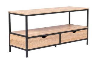 Meuble TV 2 tiroirs Memphis - Naturel et noir