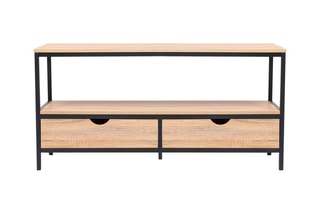 Meuble TV 2 tiroirs Memphis - Naturel et noir