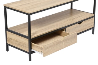 Meuble TV 2 tiroirs Memphis - Naturel et noir