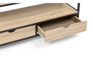 Meuble TV 2 tiroirs Memphis - Naturel et noir