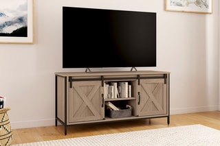 Meuble TV 2 portes Cheyenne - 
Naturel et noir