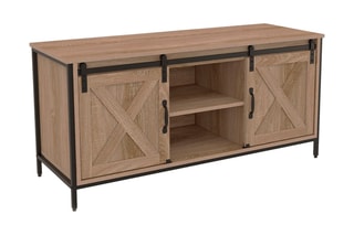 Meuble TV 2 portes Cheyenne - 
Naturel et noir