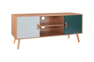 Meuble TV 2 portes Aria - Naturel et vert