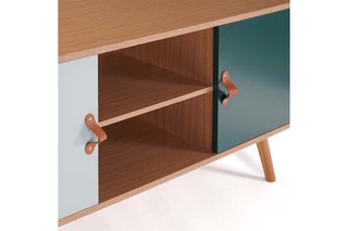 Meuble TV 2 portes Aria - Naturel et vert