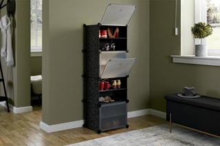 Meuble à chaussures cube - 24 paires - Noir et transparent