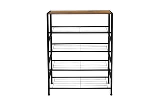 Meuble à chaussures Elize - Noir et imitation bois