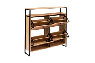 Meuble à chaussures 4 abattants Alan - 100 x 97 x 23 cm