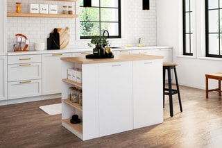 Ilot central de cuisine Dario - Blanc et marron