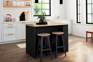 Ilot central de cuisine 2 portes -  Naturel et noir