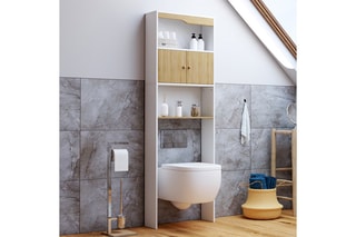 Meuble WC 2 portes - 58 x 19,5 x 178 cm