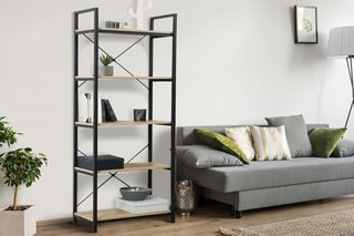 Bibliothèque Manufacture - Noir et imitation bois