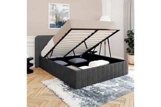 Lit-coffre avec sommier Valentina - Gris