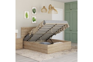 Lit-coffre avec sommier Sicilia - Imitation bois