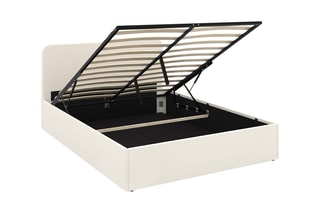 Lit coffre avec sommier Louise - Blanc crème