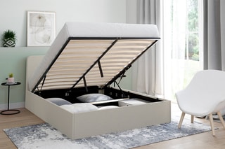 Lit coffre avec sommier Louise - Beige