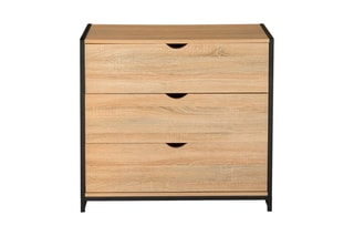 Commode 3 tiroirs Manufacture - Imitation bois clair et noir