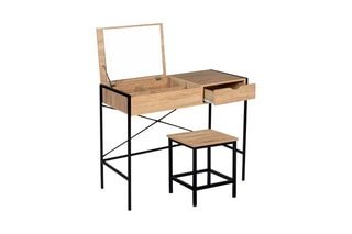 Coiffeuse et tabouret Alana - Blanc