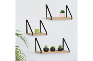 3 étagères murales Manufacture - Imitation bois et noir
