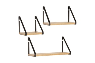3 étagères murales Manufacture - Imitation bois et noir