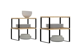 4 étagères de rangement encastrables pour placards - Noir et imitation bois