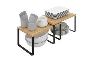 4 étagères de rangement encastrables pour placards - Noir et imitation bois