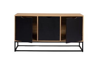 Buffet bas 3 portes Manhattan - Imitation bois et noir