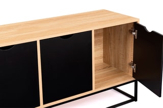 Buffet bas 3 portes Manhattan - Imitation bois et noir