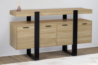 Buffet 4 portes Brixton - Imitation bois et noir