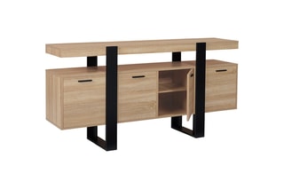 Buffet 4 portes Brixton - Imitation bois et noir