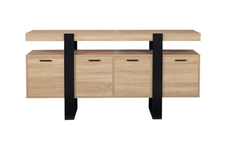 Buffet 4 portes Brixton - Imitation bois et noir