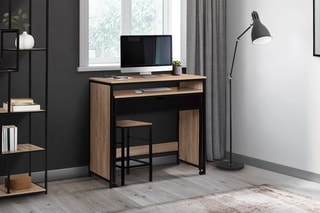 Bureau extensible Manhattan - Noir et imitation bois