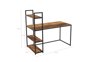 Bureau-bibliothèque 2 en 1 Elize - Imitation bois et noir