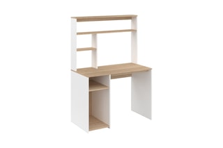 Bureau avec étagères de rangement Danny - Blanc et marron