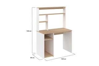 Bureau avec étagères de rangement Danny - Blanc et marron