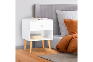 2 tables de chevet 1 tiroir Emmie - Imitation bois et blanc