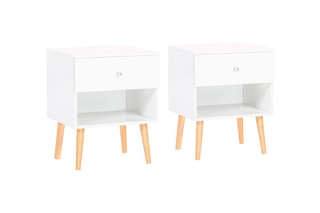2 tables de chevet 1 tiroir Emmie - Imitation bois et blanc